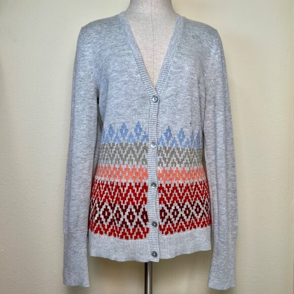 NWT EDDIE BAUER Womens Christine Fair Isle Mohair Blend Cardigan Sweater Medium - Picture 1 of 7